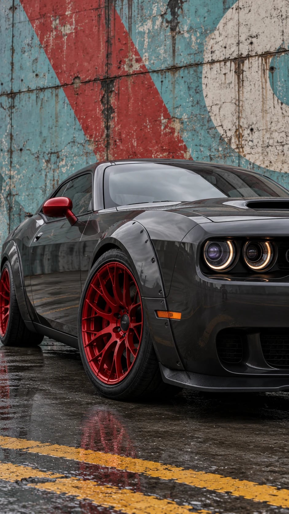 Muscle Car Graffiti Wall Shoot, AI image made from the prompt
