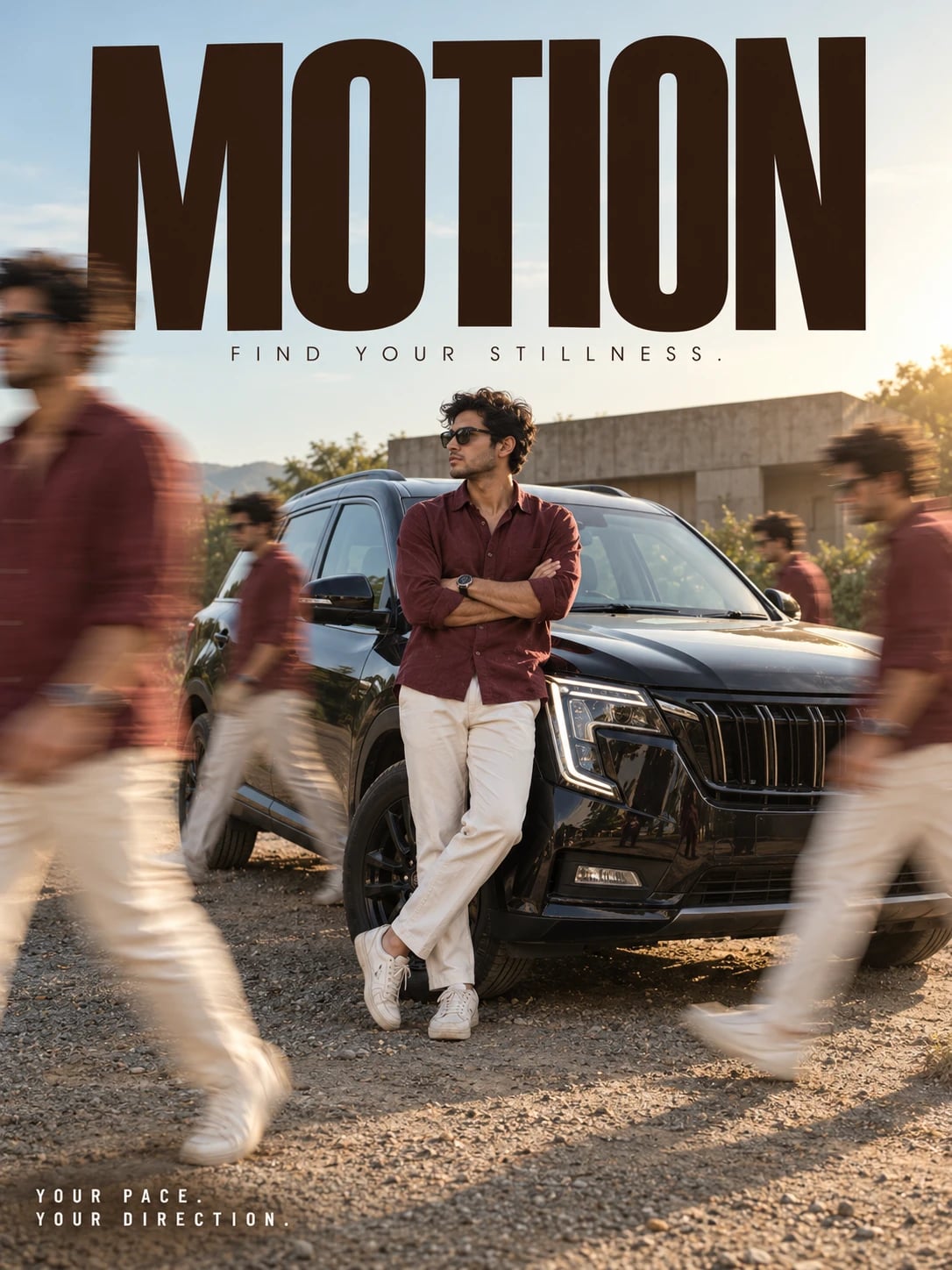 Squad Walk Magazine Cover with SUV, AI image made from the prompt